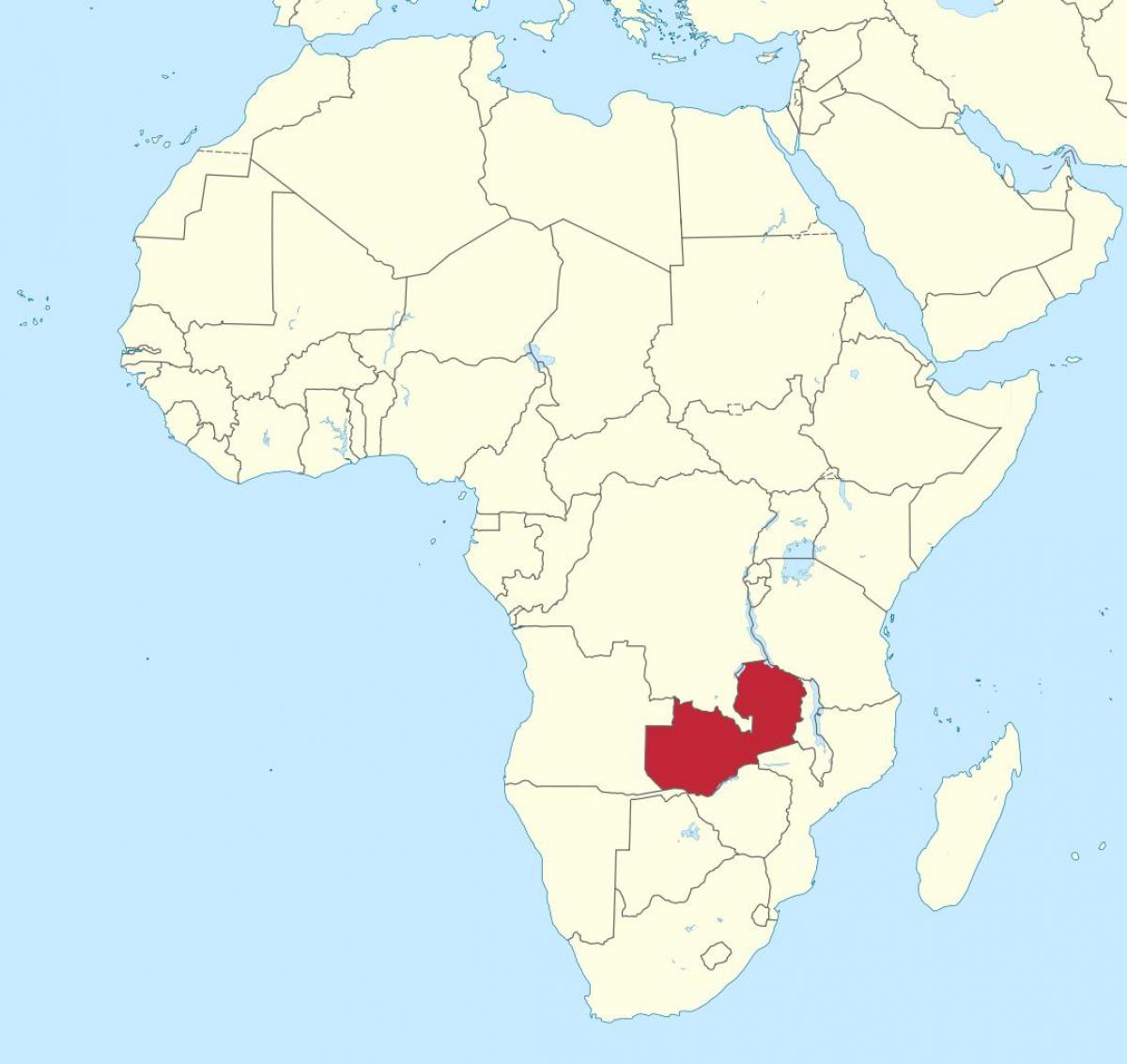քարտեզ Աֆրիկայի, ի ցույց տալով Զամբիա