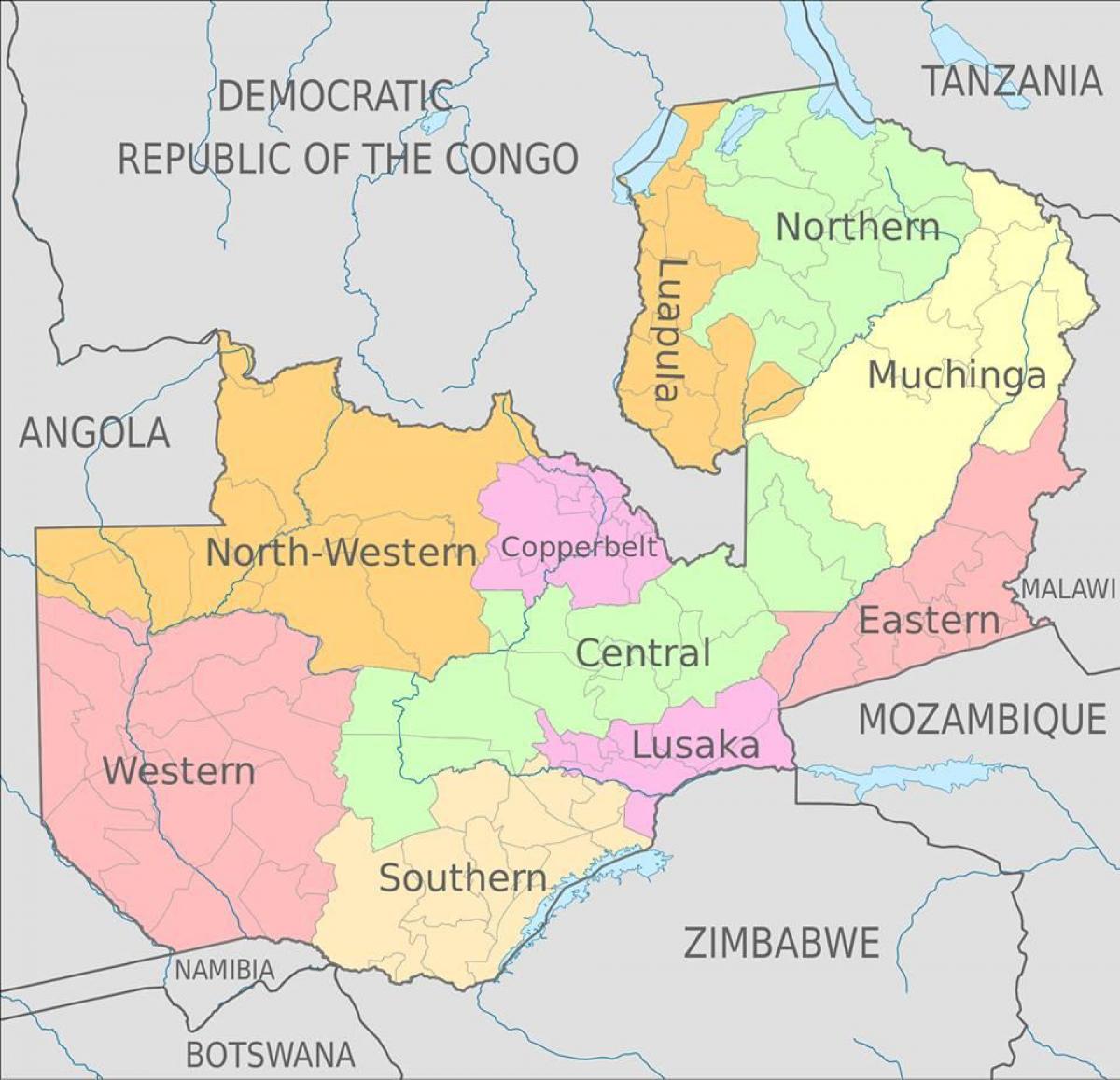 Замбийские քարտ նահանգների