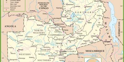 Քարտեզ քաղաքական Զամբիա